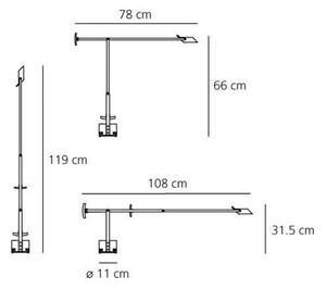 Artemide A009210 Tizio Led, designová černá stolní LED lampa s dotykovým stmívačem., 1x8W LED, 119 cm