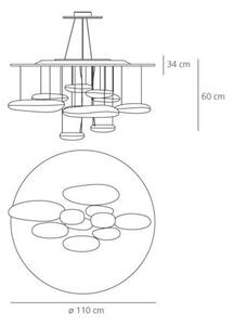 Artemide 1367110A Mercury sospensione LED, závěsné designové svítidlo, 2x31W LED, prům. 110cm