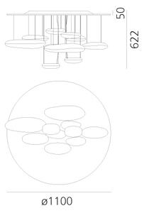 Artemide 1366110A Mercury soffitto LED, stropní designové svítidlo, 58W LED 3000K, prům. 110cm