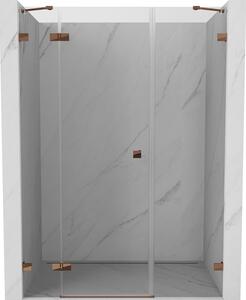 Mexen Lunar, levé otočné sprchové dveře 125 cm, 8mm čiré sklo, růžové zlato profil, 834S-125-050-60-00-L