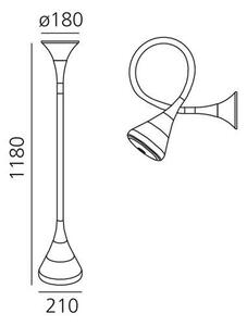Artemide 0671W10A Pipe parete/soffitto, flexibilní stropní/nástěnné svítidlo, 30W LED 2700K, délka: 118cm