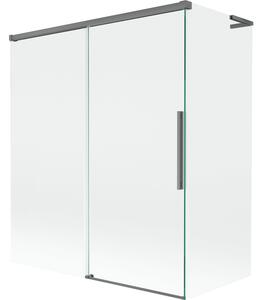 Mexen Rox, L posuvná 2-křídlová vanová zástěna 140 + 70 x 150 cm, 8mm čiré sklo, grafitový profil, 8C9L-140-070-95-00