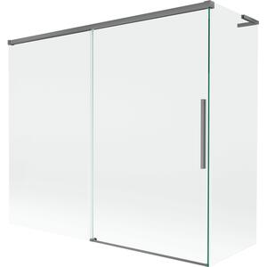 Mexen Rox, L posuvná 2-křídlová vanová zástěna 180 + 80 x 150 cm, 8mm čiré sklo, grafitový profil, 8C9L-180-080-95-00