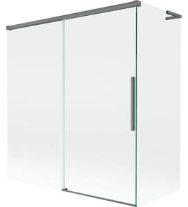 Mexen Rox, L posuvná 2-křídlová vanová zástěna 150 + 70 x 150 cm, 8mm čiré sklo, grafitový profil, 8C9L-150-070-95-00