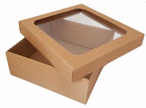 Dárková papírová krabice s průhledným víkem (jemně vroubkovaná)