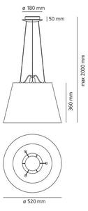 Artemide 12TOL Tolomeo Mega Black sospensione 52, designové závěsné svítidlo, 1x21W LED E27, černé stínítko průměr 52cm