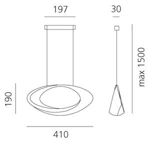 Artemide 1182010A Cabildo sospensione, designové závěsné svítidlo, 44W LED 3000K stmívatelné, šířka 41cm