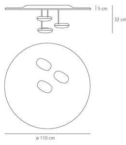 Artemide 1474W10A Droplet, designové stropní svítidlo, 3x29W LED 2700K stmívatelné, chrom-hliník, prům. 110cm