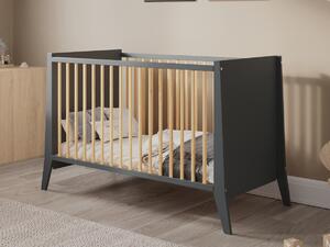 Postýlka Cosmo 60x120 cm Antracit s přírodním dřevem - Stylová a pevná Druh matrace: bez matrace