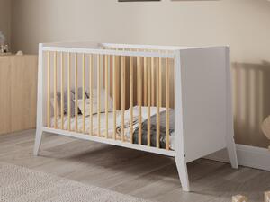 Dětská postýlka Cosmo 60x120cm - Bílá s přírodním dřevem, Stylová Druh matrace: bez matrace