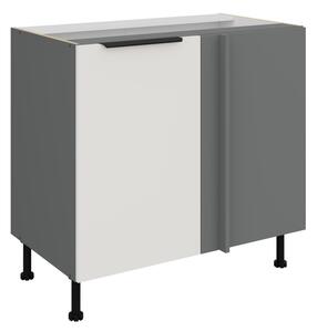 Prodloužená rohová skříňka LUNARA - šířka 90 cm, bílá / antracit
