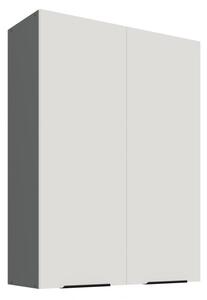Vysoká horní kuchyňská skříňka LUNARA - šířka 80 cm, bílá / antracit