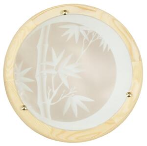 Dřevěné stropní moderní osvětlení BAMBOO - 2xE27, 60W, 38cm, kulaté, hnědé / čiré