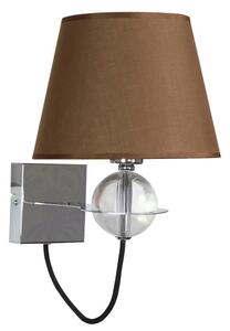 Nástěnná moderní lampa TESORO - 1xE14, 40W, chromovaná / hnědá