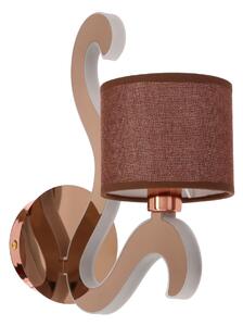 Moderní nástěnná lampa AMBROSIA - 1xE14, 40W + LED 6W, 2800K (teplá bílá), měděná