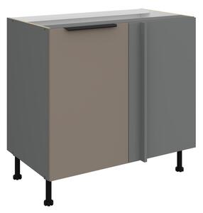 Prodloužená rohová skříňka LUNARA - šířka 90 cm, tmavě béžová / antracit