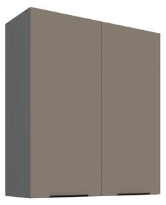Vysoká horní skříňka LUNARA - šířka 80 cm, tmavě béžová / antracit