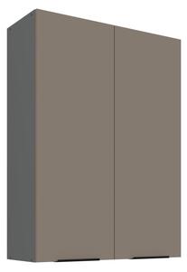 Vysoká horní kuchyňská skříňka LUNARA - šířka 80 cm, tmavě béžová / antracit