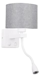 Nástěnná lampa se čtecím ramenem POLO - 1xE27, 40W + LED 2W, 3200K (teplá bílá), bílá / šedá