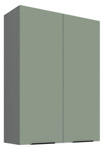 Vysoká horní kuchyňská skříňka LUNARA - šířka 80 cm, zelená / antracit
