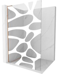 Mexen Kioto L, sprchová zástěna Walk-In 80 x 200 cm, 8mm čiré sklo bílý vzor, ​​měděný matný profil, 800-080-103-65-97