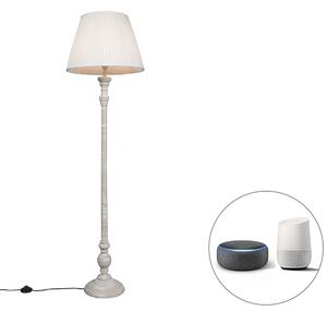 Chytrá stojací lampa šedá s bílým skládaným stínidlem včetně Wifi A60 - Classico