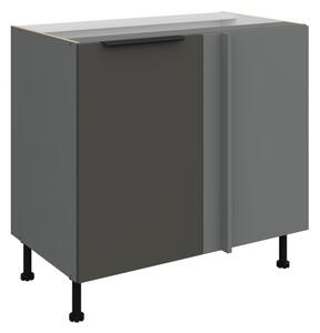 Prodloužená rohová skříňka LUNARA - šířka 90 cm, grafit / antracit