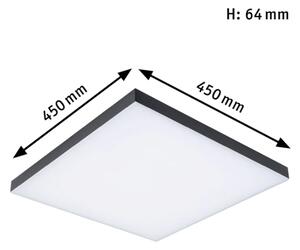 Paulmann 79908 Velora, černý subtilní stropní LED panel Rainbow dynamic RGBW, 19W LED 3000-6500K, 45x45cm, dálkové ovládání