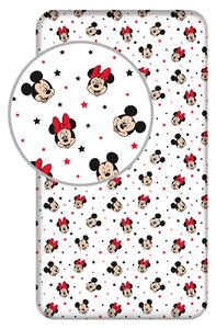 Jerry Fabrics Bavlněné napínací prostěradlo 90x200 + 25 cm - Mickey and Minnie 