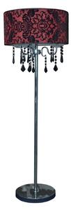 Moderní stojací lampa ASTOR - 3xE14, 40W, chromovaná / červenočerná