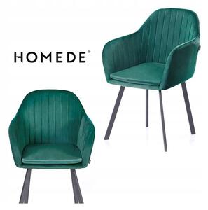HOMEDE TRENTO jídelní sametová židle - zelená barva