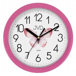 JVD HP612.D12 - 25 cm - RŮŽOVÉ (Motýl) - Nástěnné hodiny
