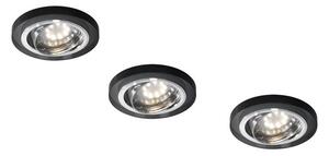 Set 3x stropní podhledové osvětlení EVERSON - 3xGU10, 50W, kulaté, černý