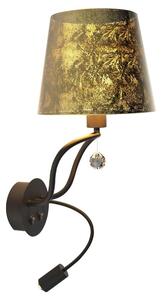 Nástěnná čtecí LED lampa SARIA - 1xE14, 6W + LED 8W, 3000K (teplá bílá), černá / zlatá
