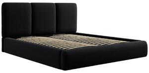 Černá sametová dvoulůžková postel Windsor & Co Horizon 180 x 200 cm s úložným prostorem