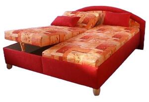 Polohovací manželská postel Bára, 200x160, oranžová/červěná - matrace A (vzor č.206/8)