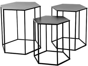 Tutumi - Drátěný příruční stolek - černá - 46x46 cm - set 3 ks