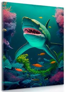 Obraz surrealistický žralok - 60x90
