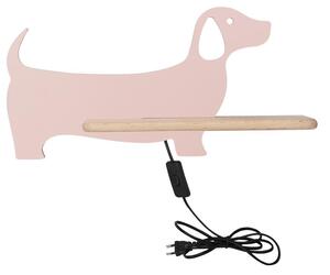 Dětská LED nástěnná lampička do zásuvky DOG - 5W, 4000K (denní bílá), růžová