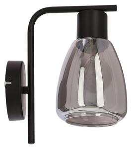 Nástěnná moderní lampa MOLDO - 1xE27, 40W, černá / kouřové sklo