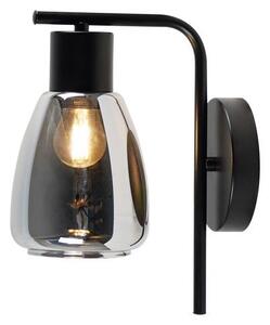 Nástěnná moderní lampa MOLDO - 1xE27, 40W, černá / kouřové sklo