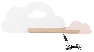 Dětské nástěnné LED světlo do zásuvky CLOUD - 5W, 4000K (denní bílá), bílé / růžové