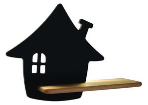 Dětská LED lampička na zeď s poličkou HOUSE - 4W, 4000K (denní bílá), černá