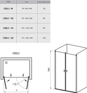 Ravak Chrome Sprchové dveře dvoukřídlé 90 cm Alu/Transparent 0QV7CC0LZ1 CSDL2-90