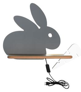 Dětské LED nástěnné světlo do zásuvky RABBIT - 4W, 4000K (denní bílá), šedé / bílé