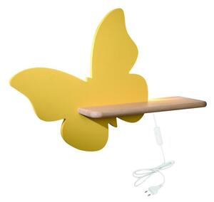 Dětská LED lampička na zeď do zásuvky BUTTERFLY - 5W, 4000K (denní bílá), žlutá