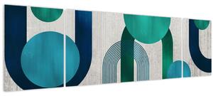 Obraz - Čáry a kruhové tvary (170x50 cm)