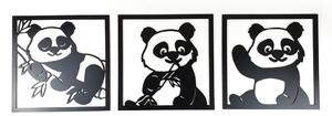 Živá Zeď Dřevěná nástěnná černá dekorace Pandy v okně