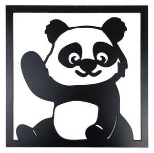 Živá Zeď Dřevěná nástěnná černá dekorace Roztomilá panda