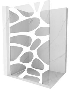 Mexen Kioto L, sprchová zástěna Walk-In 80 x 200 cm, 8mm čiré sklo bílý vzor, ​​bílý profil, 800-080-103-20-97